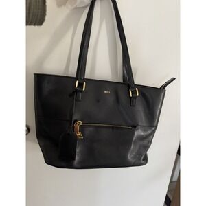 Ralph Lauren RL PURSE BLUE/BLACK Gold Satchel CLASSIC Lovely! Hale Style Clean